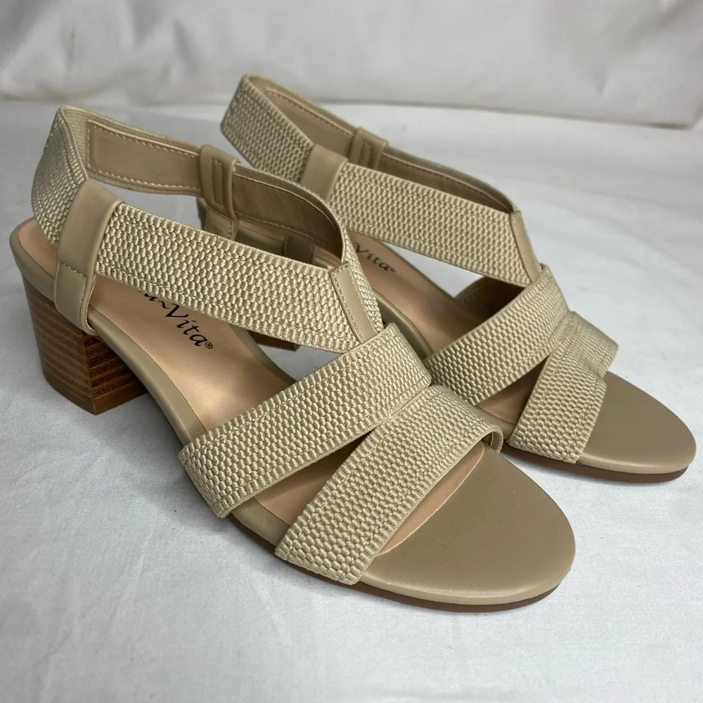 Bella Vita Women Jodi Stretch Natural block heel sandal New Sizes 7.5N & 9M